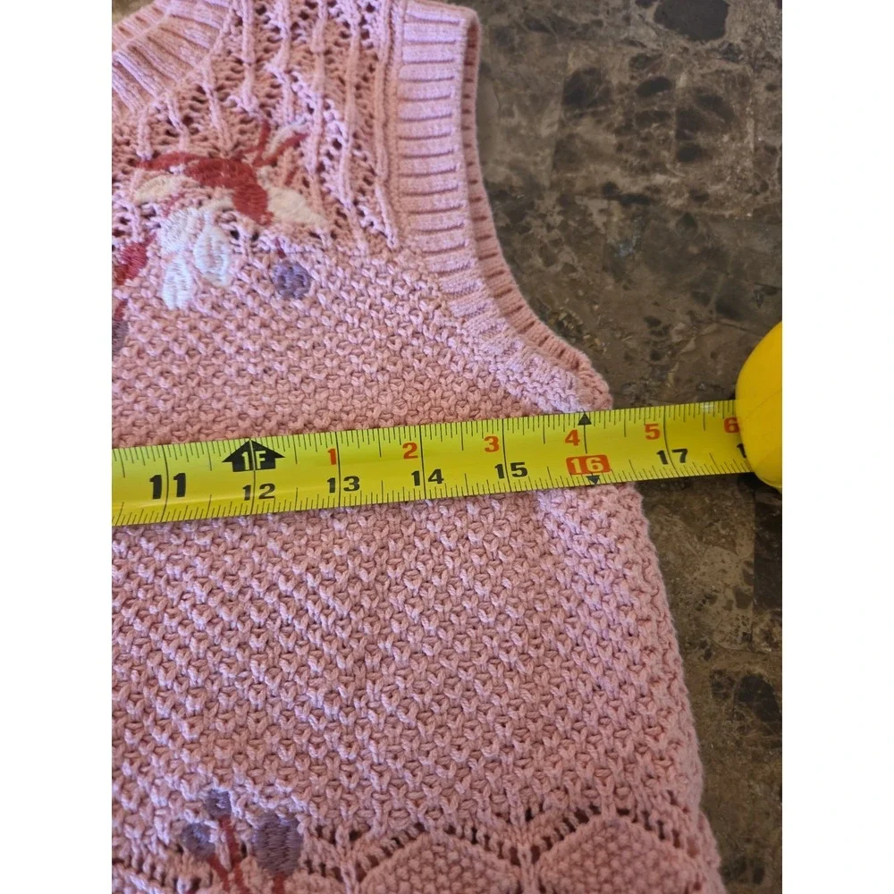 Abercrombie Kids sz‎ 13/14 pink floral embroidered sweater vest casual summer